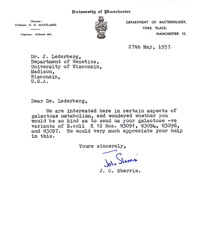 FU0053 J. C. Sherris to JL 5-27-57